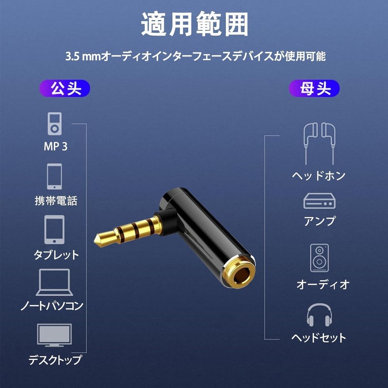 (Pack of 2) Right Angle 3.5mm Stereo Mini Plug 4