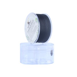 KONMAY 0.4mm Black Nylon String with Case for Bracelets,163 Yards Thin Braided Nylon Satin Cord for Jewelry Making, Beading,Chinese Knotting, Kumihimo, Macramé