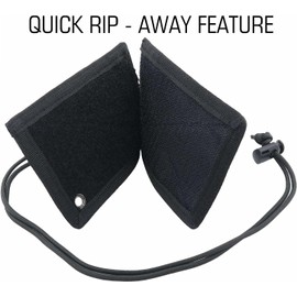 YONCONO Tactical ID Card Holder, Quick Rip-Away Badge Holder Hook & Loop Patch Adjustable Neck Lanyard for ID Tags, Name Card, Credit Card, Pen Organizer (Black)