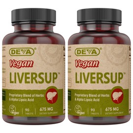 DEVA Vegan Liver Support Tablets 2-Pack - Proprietary Blend of 20 Herbs & Nutraceuticals, 90 Count Ea