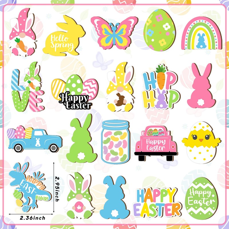 GlikCeil 40 Pcs Easter Wooden Hanging Ornaments Wood Easter Tree