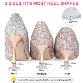 Heel Stoppers for Grass, 15 Pairs 3 Sizes Heel Protectors for Grass, Durable High Heel Protectors for Walking on Grass and Uneven Floor, Heel Covers for High Heel Shoes (S/M/L)