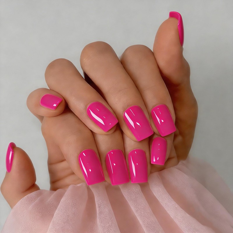 SXVME Uñas postizas acrílicas naturales, semitransparentes, cuadradas, cortas y brillantes,