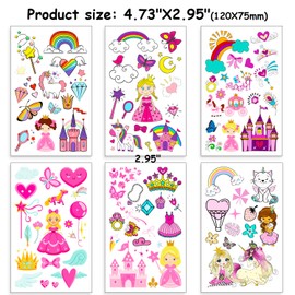 HOWAF Temporary Tattoos for Girls, Kids, 12 Sheets Unicorn Crown Castle Princess Tattoos for Girls Children Birthday Party Favors Supplies Great Kids Part Bag Fillers Girls Gift