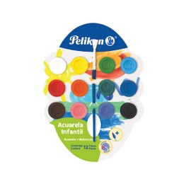 Pelikan Washable Watercolor Paint and Brush Set, 12 Colors, 1 Each (07501215)