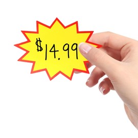 Pack of 100 Retail Shop Price Tags Yellow Price Display Sign for Shops Retail Shop Price Tags