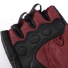 Harssidanzar Mens Fingerless Half Finger Goatskin Leather Motorcycle Gloves GM037,Oxblood/Black,