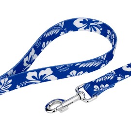 Country Brook Petz - Royal Blue Hawaiian Dog Leash - Summer Breeze Collection Featuring Sunny Designs (5/8 Inch, 4 Foot)