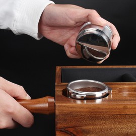 DIBTSA 53.3mm Coffee Distributor, Espresso Distributor, Adjustable Depth Adjuster, Compatible with 54mm Breville Portafilters (Silver)