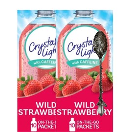 Candy Freezer Crystal-Light On The Go Drink Mix - Two (2) Pack of 10pck/0.13oz Pouches - Sugar-Free, Low-Calorie Refreshment Anytime, Anywhere and Gem Spoon (2 Pack, Wild Strawberry) Gem Spoon