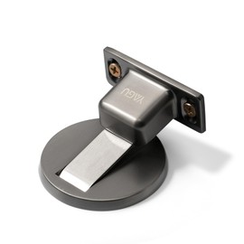 YAGU 1 Pack Invisible Magnetic Door Stopper, Zinc Alloy Door Catch with Dual Adhesive and Conceal Screw Mount No Drilling, Floor Mount Magnetic Door Holder for Bottom of Door (Dark Grey)
