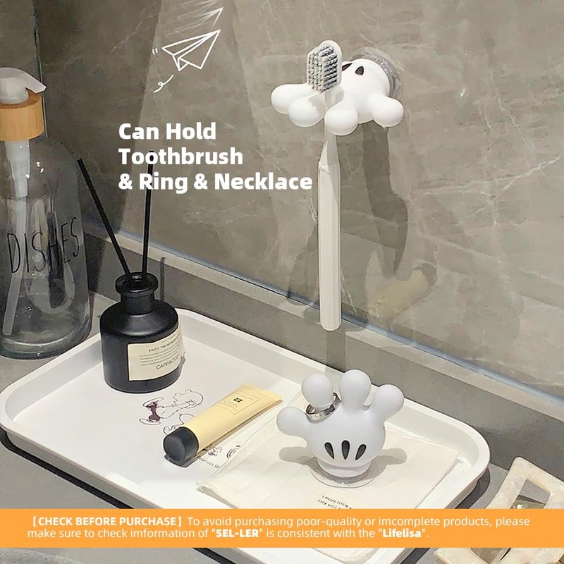 Lifelisa Cute Hanging Toothbrush Holder, Hand Wall Hanging Utility Suction