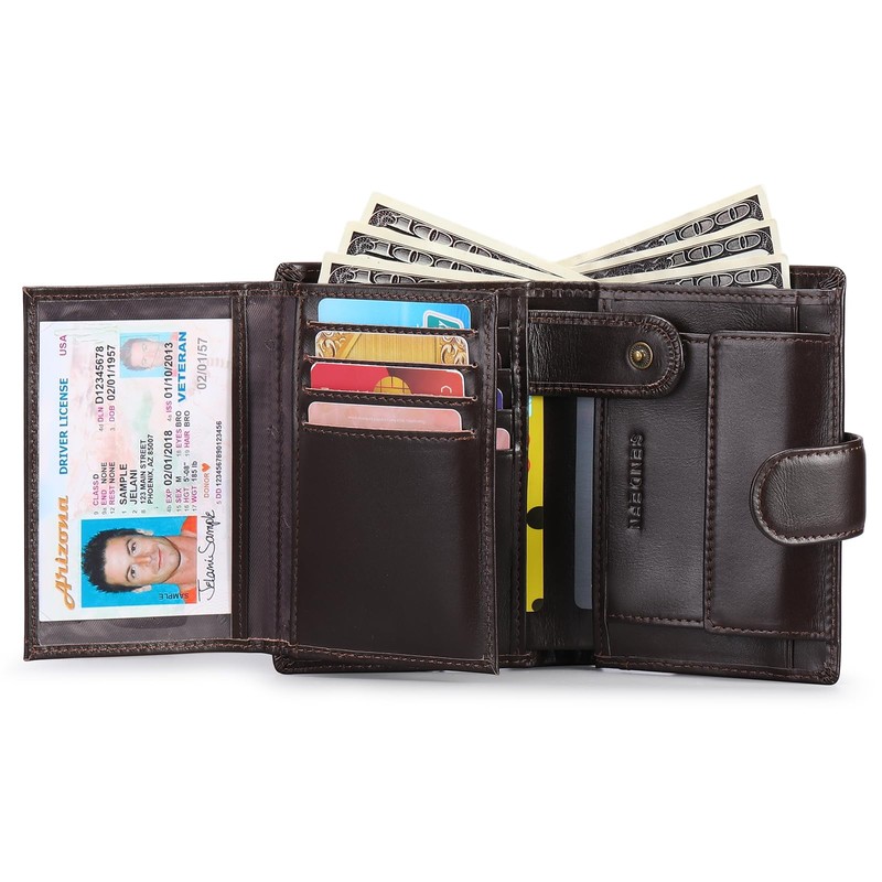 SENDEFN Men's Wallets Multifunctional RFID Blocking Leather Wallet Credit Card