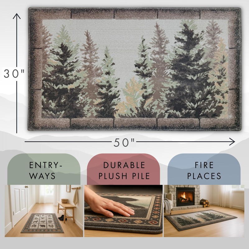 Goods of the Woods Vista II, Rectangular Hearth Rug, Lodge