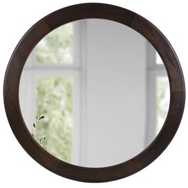 Round Mirrors 30 Inch,Wood Vanity Wall Rustic Mirror with Wood Frame, Wooden Circle Mirror for Bathroom Bedroom Living Room Or Entryway(Dark Walnut Brown)