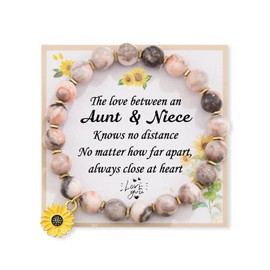 Niece Gifts from Aunt Natural Stone Bracelet for Girls Niece Bracelet from Aunt the Love Between Aunt and Niece Knows No Distance Bracelet Birthday Christmas Gifts for Niece