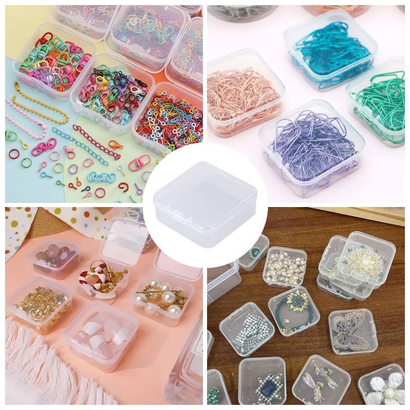 5Pcs Transparent Square Storage Organizer Box, Clear Plastic Mini Container