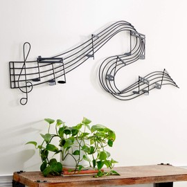 Deco 79 Metal Music Notes Wall Decor, 49" x 1" x 21", Black
