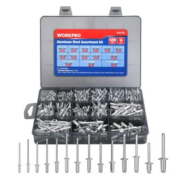 WORKPRO 500pcs Aluminum Blind Rivets, 14 Sizes Pop Rivets Assortment Kit (3/32" 1/8" 5/32" 3/16" 1/4"), Assorted Blind Rivets for Metal with Reinforced Label Case- Sliver