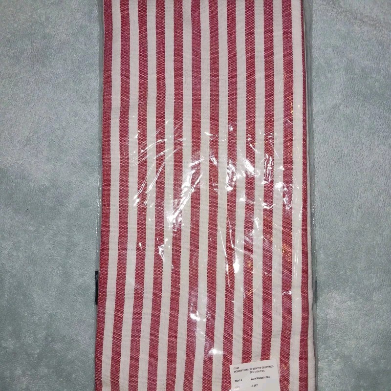 SKL Home Red Peppermint Winter Greetings Linen Dish Towels. 18x28