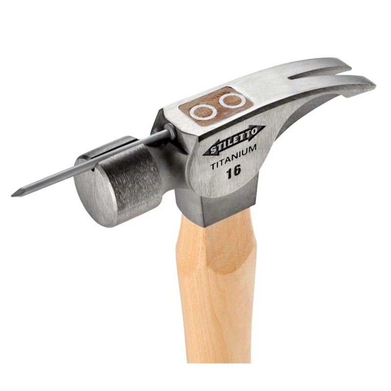 Stiletto TI16SC 16 Oz. Titanium Smooth Face Hammer, 18"Curved Hickory