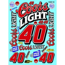 Clear Vinyl 99 R/C Racing Sponsor Sticker Gang Sheet Good -1/24 – 1/16th Scale Model Decal Sticker Sheet Radio Control Lexan Body – Die-Cut to Shape - Peel & Stick – Water Slide