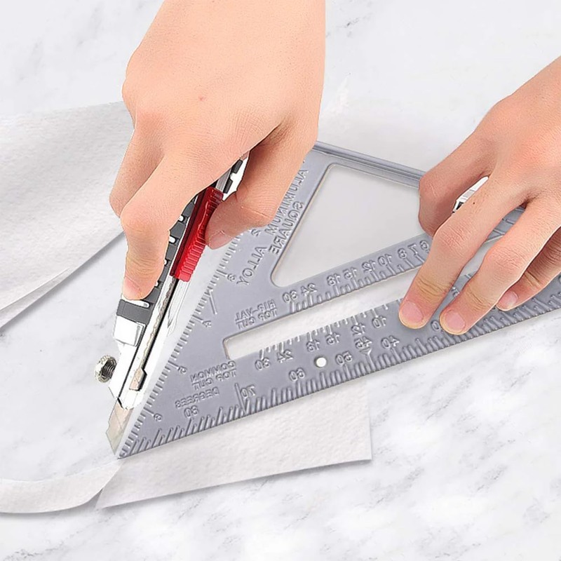 7 Inch Aluminum Rafter Square - Double-Sided Engraved Scales, Precision