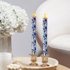 Chinoiserie LED Candles Remote Candlesticks-10inches Blue and White Battery Operated