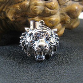 Renegade Jewelry Solid 925 Sterling Silver Tiger Head Face Pendant, Spirit Animal Totem Jewelry