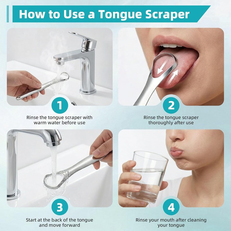 Rascador de lengua de acero inoxidable Carehabi con estuche -