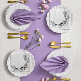 PAW - Airlaid Napkins - Fabric-Like (40 x 40 cm) I Pack of 50 I Ideal for Weddings, Christenings, Communion, Birthdays I High-Quality Table Decoration Fabric Napkins - Plain Purple I Monocolour Violet