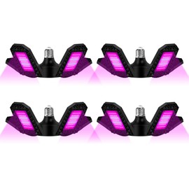 4 Pack 800W Deformable Plant Grow Lights- 210 LEDs, E27/E26 Compatible 4 Adjustable Panels, Red Blue Spectrum for Optimal Growth Great for Hydroponics Greenhouse Tents Fill Lighting for Indoor Fruits