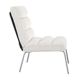 Classic Brands Eternity Upholstered Armless Accent Chair, White| Mid-Century Modern | Ergonomic