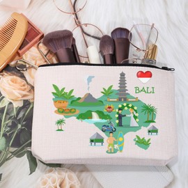 MEIKIUP Bali Indonesia Gift Bali Travel Cosmetic Bag Bali Travel Memory Map Gift Bali Souvenir Bag Bali Vacation Gift Honeymoon Gift (Ba bag)
