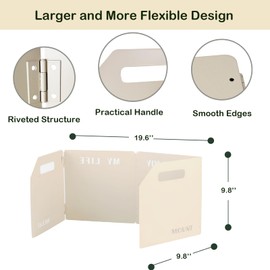 Keopuals Stove Windscreen - Folding Camping Stove Windshield 4 Plates Stainless Steel Stove Windscreen for Outdoor, Picnic, Backpacking and Cooking Beige
