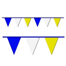 Blue, White and Yellow Triangle Pennant Flag 100 Ft.