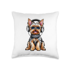 shake vision little yorkie Shake Vision Cute Yorkie Throw Pillow, 16x16, Multicolor
