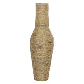 Deco 79 Faux Seagrass Handmade Decorative Vase Tall Woven Floor Centerpiece Vase, Vase for Home Decoration 14" x 14" x 44", Brown