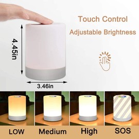 Fedetkey FiDi Tek LED Night Light,Touch Control Chargeable Smart Bedside Table Lamp,Dimmable RGB Color Changing Modes for Kid Baby Bedroom,Office and Camping