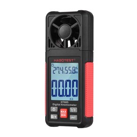 HT605 LCD Digital Anemometer Thermometer Handheld Wind Speed Meter Temperature & Humidity Meter Air Velocity Temperature Tester 2.2-inch Display Air Flow Meter Hygrothermograph with