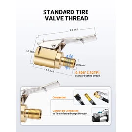 2pcs Tire Air Chuck with Clip Adapter, Brass Tire Inflation Hose Adapter with Locking Tire Nozzle Valve Thread, Unscrewed Twist Connection Converts to Locking Connection for Air Compressor Pump Clamp