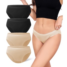 DAVID ARCHY Womens Underwear, Bamboo Rayon Underwear Women, Moisture Wicking Panties, Soft & Breathable, 4 Pack