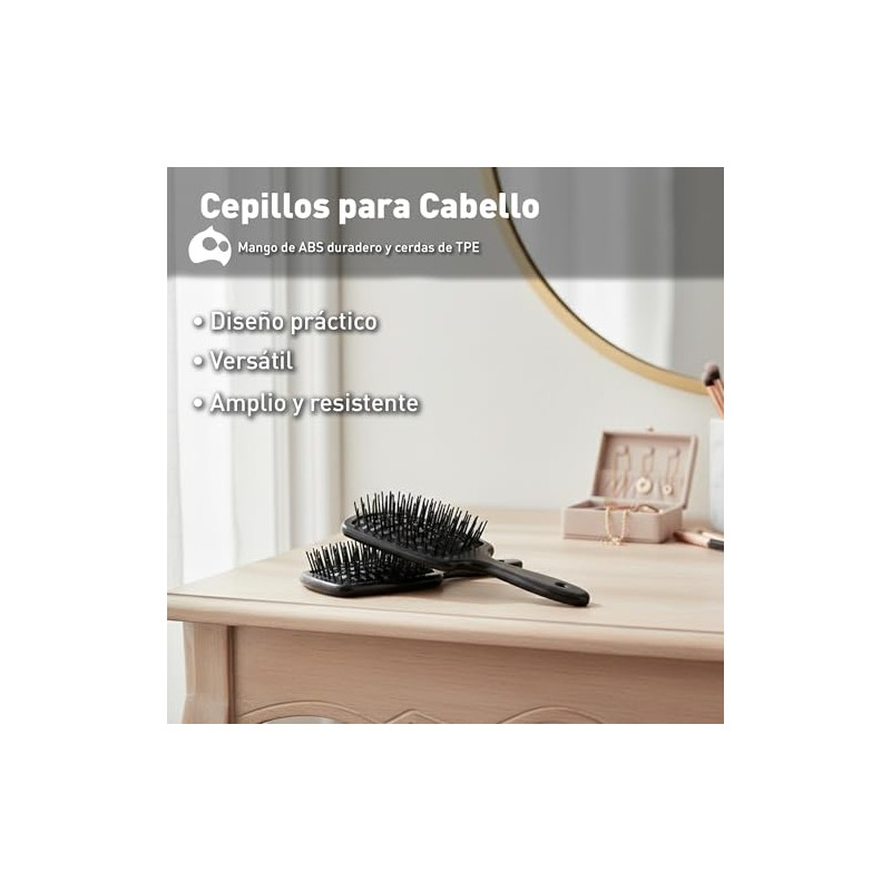 Bluelander Kit de 2 Cepillos para Cabello Antinudos con Mango