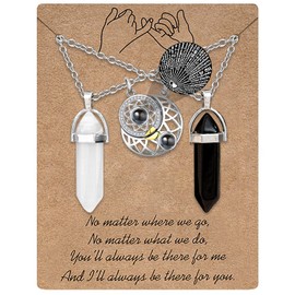 MJARTORIA BFF Necklace for 2 Crystal Charms Best Friend Necklace Pendant Friendship Necklace Matching Necklace for Couples Gifts