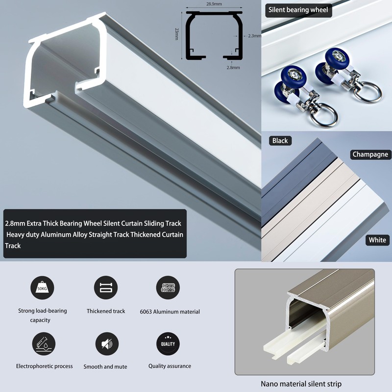 AILEADING Ceiling Curtain Track Wall Mounted Metal Curtain Rod with