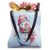 Snowman with Carrot Nose Scarf Winter Christmas Tote Bag
