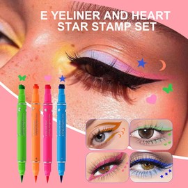 Double-Ended Liquid Eye Liner | Liquid Eye Liner Stamp - Portable Waterproof Cosmetics for Ladies Girls, Set of 4 Long-lasting Makeup Tools