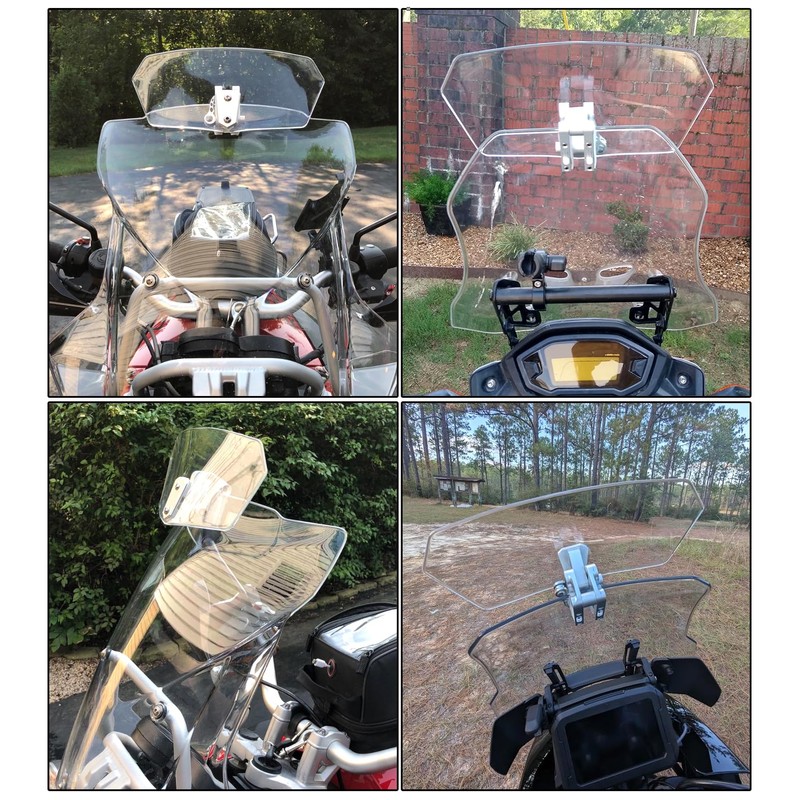 HENGTUAOTO Motorcycle Screen Spoiler Air Deflector Windshield Adjustable Transparent