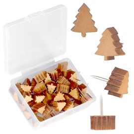 Decorative Push Pins,Wooden Push Pins,Cute Push Pins,Push Pins for Cork Board,Thumb Tacks for Cork Board,Christmas Tree (80)