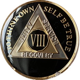 Ranger Industries 8 Year AA Medallion Glossy Classic Black Sobriety Chip VIII